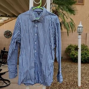 Apt. 9 Blue and White Plaid Button Down Shirt